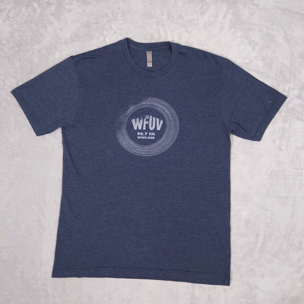 WFUV T-Shirt 90.7 FM NPR Public Radio NYC Mens L Blue Next Level Graphic Tee